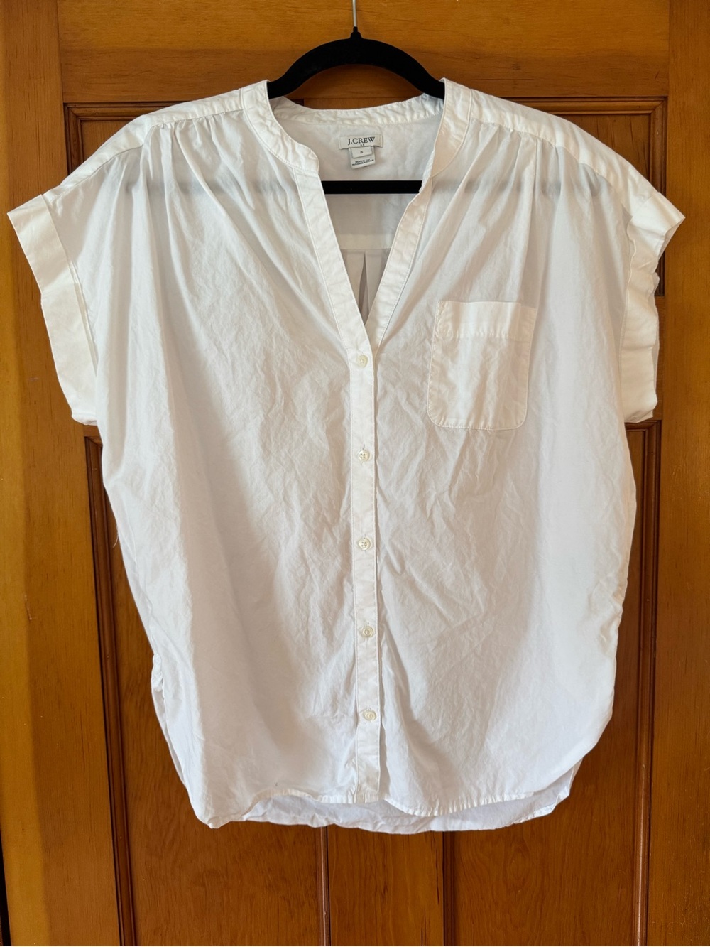 J. Crew White Short-Sleeve Button Front Top